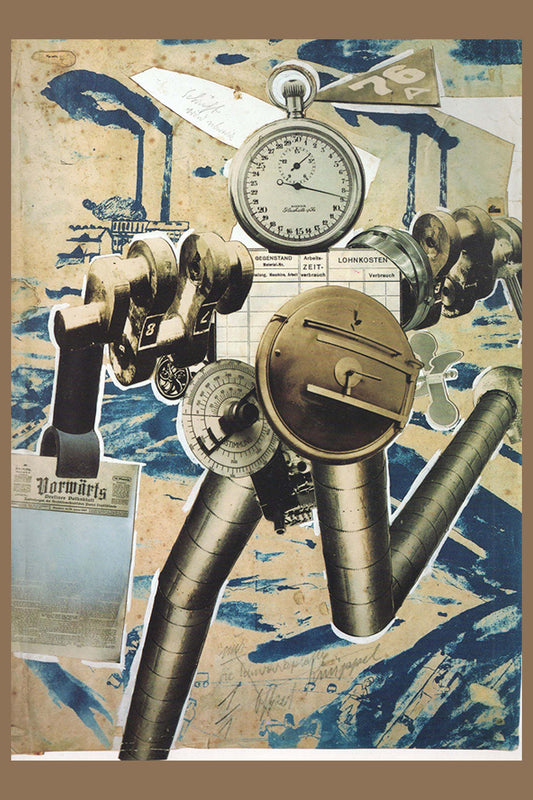Famous John Heartfield Exhibition AI poster. Robots take over.