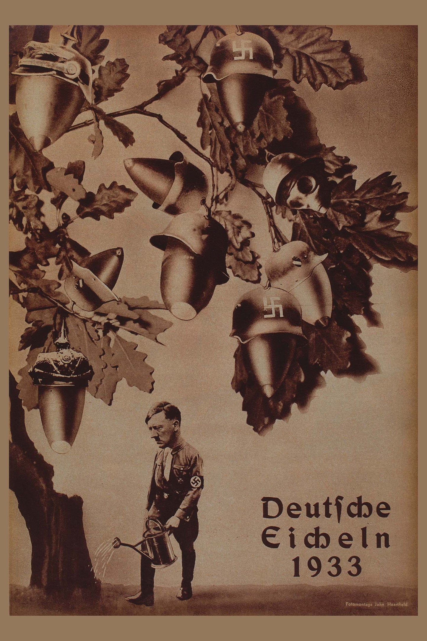 Famous Antifascist Collage Poster Sale. John Heartfield Montage Adolf Hitler German Acorns. Famous Political Merchandise Shop.
