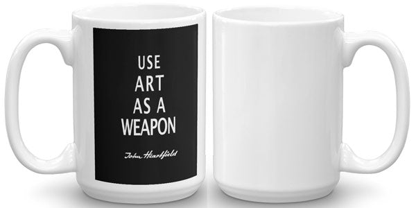 John Heartfield Art Mug. Great antifascist art merch featuring famous political slogan “Art As A Weapon”