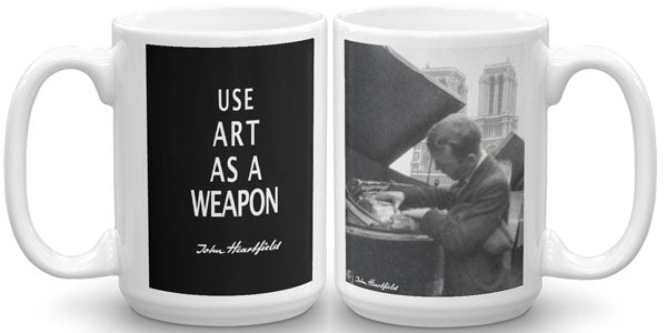 John Heartfield Mug. Art As A Weapon Slogan and rare photo of John Heartfield, Paris 1935