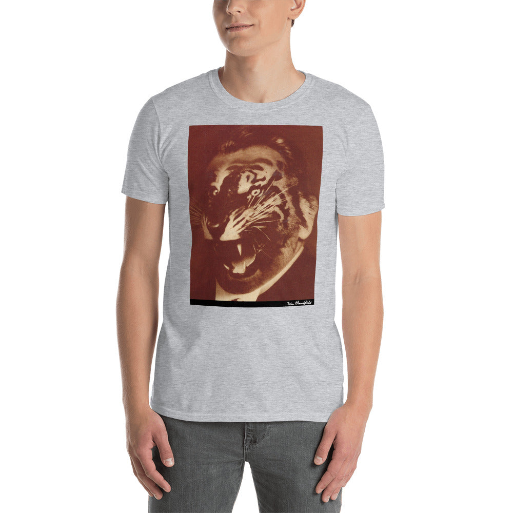 Tiger collage t-shirt. Famous progressive John Heartfield art.
